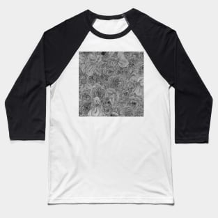 Black and White Line Floral Baseball T-Shirt